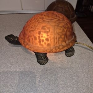 VintageTurtle Shell Night Light Lamp - Orange Glass extra turtle shell
